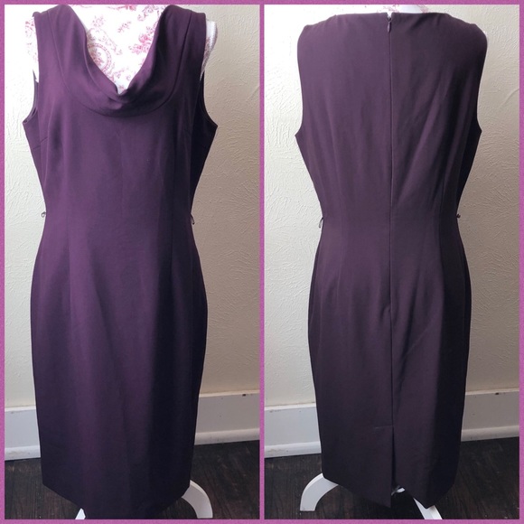 Calvin Klein Dresses & Skirts - Calvin Klein Sleeveless Cowl Sheath Dress 12 Plum